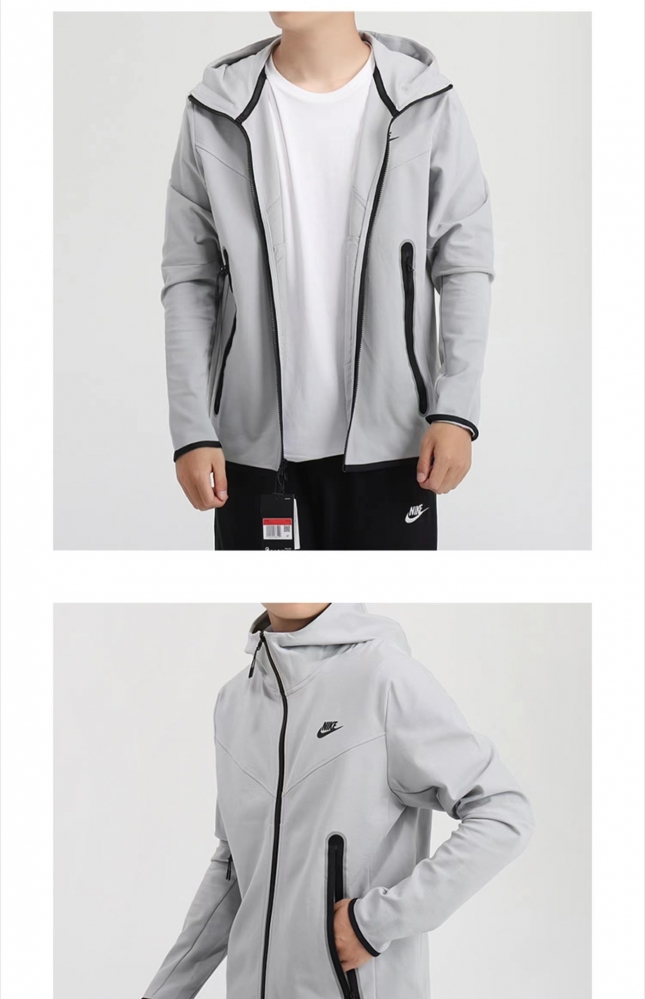 Серая плотная куртка Nike с боковыми карманами на молнии