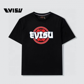 Универсальная футболка от бренда Evisu с лого на груди чёрная