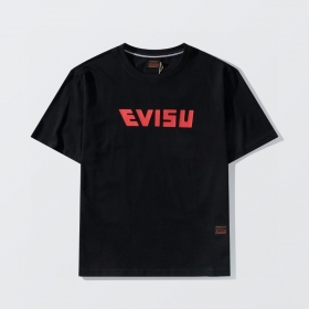 Стильная чёрная футболка с принтом и логотипом от бренда Evisu
