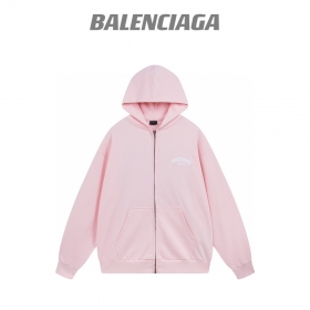Розовое Balenciaga худи с опущенной плечевой линией на молнии