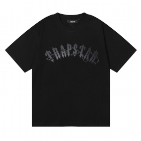 Trapstar чёрная футболка oversize с фирменным лого на груди