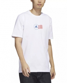 Трендовая футболка Adidas в белом цвете с принтом на груди