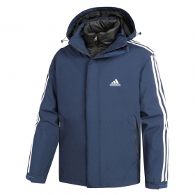 Спортивная двойная куртка Adidas синяя с утиным наполнителем