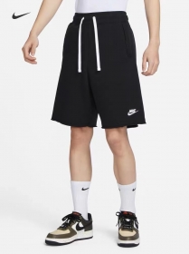Чёрные Nike 100% хлопковые шорты на плотной резинке со шнурком
