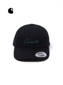 С вышитым логотипом бренда Carhartt чёрная хлопковая бейсболка
