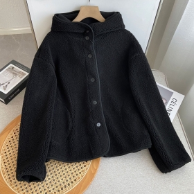 Куртка шерпа женская черная Street Classic Clothes из флиса