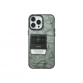 Серый чехол для телефонов iPhone от STONE ISLAND прозрачный с принтом