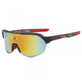 Спортивные очки "100%" с серо-красной оправой и цветным стеклом
