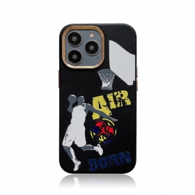 Черный "кожаный" чехол для телефонов iPhone c баскетбольной тематикой