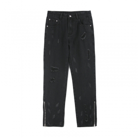 Чёрные классические джинсы Locketomy прямого покроя с молнией внизу