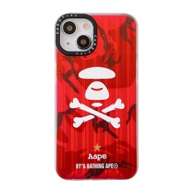 Яркий красный чехол для телефонов iPhone от Aape с костями и надписями