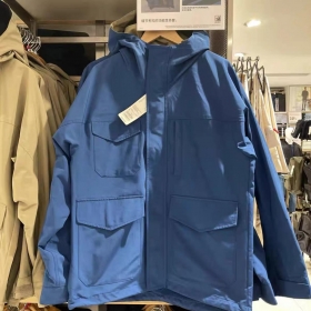 Повседневная синяя куртка Street Classic Clothes с объемным капюшоном