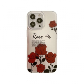Чехол для телефонов iPhone прозрачный с рисунком красных роз