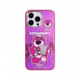 Розовый прозрачный чехол для телефонов iPhone "Медведь с баяном"