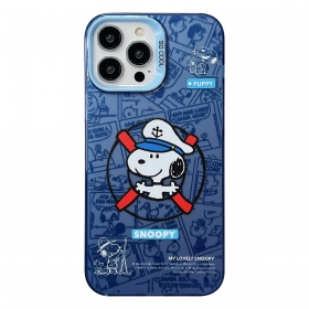 Защитный синий чехол для телефонов iPhone с принтом "Снупи-капитан"