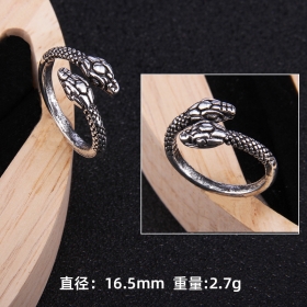 Регулируемое 16,5 мм кольцо в виде змейки с чернением