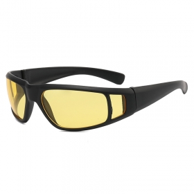 Чёрные солнцезащитные спортивные очки с желтыми линзами 