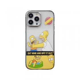 Мультяшный чехол для телефонов iPhone желтый с принтом "Симпсоны"