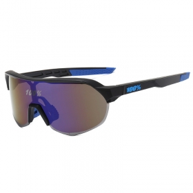 Спортивные очки "100%" с черно-синей оправой и затемнённым стеклом