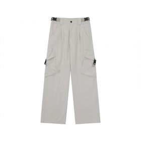 Штаны хлопковые OREETA светло-серого цвета с карманами на застёжках
