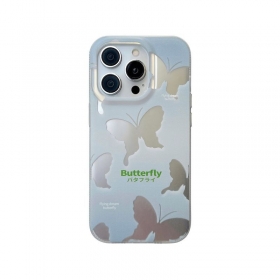 Качественный белый чехол для телефонов iPhone с принтом "Бабочки"