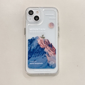 Белый чехол для телефонов iPhone с принтом горы и планеты