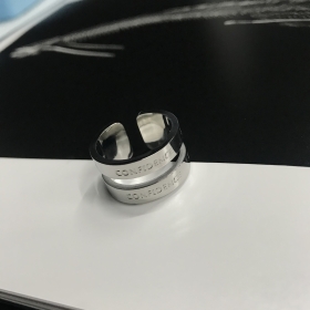 Двойное полое серебряное кольцо с надписью из качественного металла