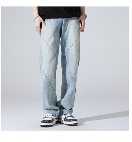 Стильные голубые Locketomy джинсы с декоративными косыми строчками