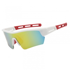 Спортивные очки с бело-красной оправой и цветными линзами