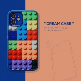 Яркий с принтом разноцветных кубиков чехол для телефонов iPhone синий