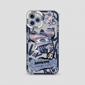 Синий чехол для телефонов iPhone с граффити рисунком медведя