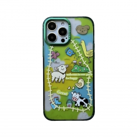 С детскими рисунками животных чехол для телефонов iPhone зеленый