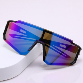Черные спортивные очки с цветастой цельной линзой, антибликовые