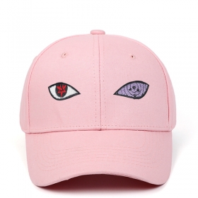 Классическая кепка из натурального хлопка с принтом "Глаза" розовая