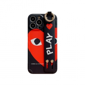 Стильный черный чехол для телефонов iPhone с принтом красного сердца
