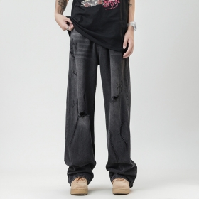 Чёрные Locketomy свободные с разрезами джинсы с высокой посадкой