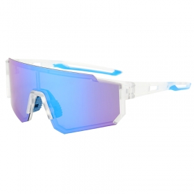 Спортивные очки с белой оправой и цельной разноцветной линзой