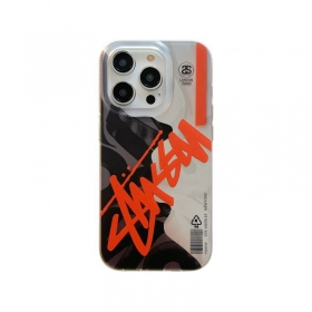Белый чехол для телефонов iPhone с яркой оранжевой надписью STUSSI