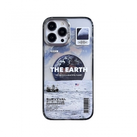 С изображением земли и надписью чехол для телефонов iPhone серый