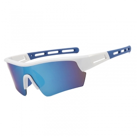 Бело-синие антибликовые спортивные очки с защитными линзами