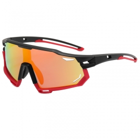 Спортивные очки в чёрно-красном цвете с цельной линзой