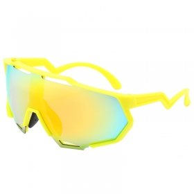 Спортивные очки с оправой жёлтого цвета и цельной антибликовой линзой