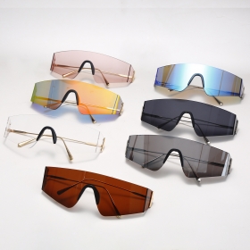 Солнцезащитные очки с цельной безрамочной линзой в разных цветах