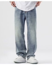 Выстиранные синие широкие джинсы Locketomy из натурального хлопка