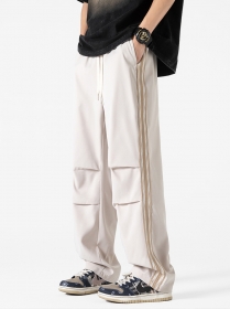 Однотонные качественные штаны ACUS бежевого цвета с лампасами