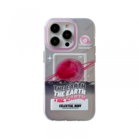 "Розовая планета на сером фоне" чехол для телефонов iPhone защитный