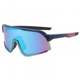 Спортивные очки синего цвета с розовыми вставками и защитными линзами