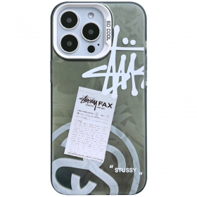 Прозрачный серый чехол для телефонов iPhone от STUSSY с белым лого