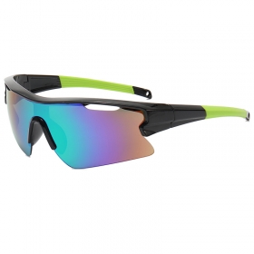 Черно-зеленые спортивные очки с антибликовым стеклом