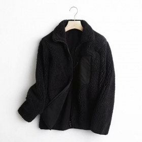 Унисекс черная куртка шерпа Street Classic Clothes из мягкого флиса